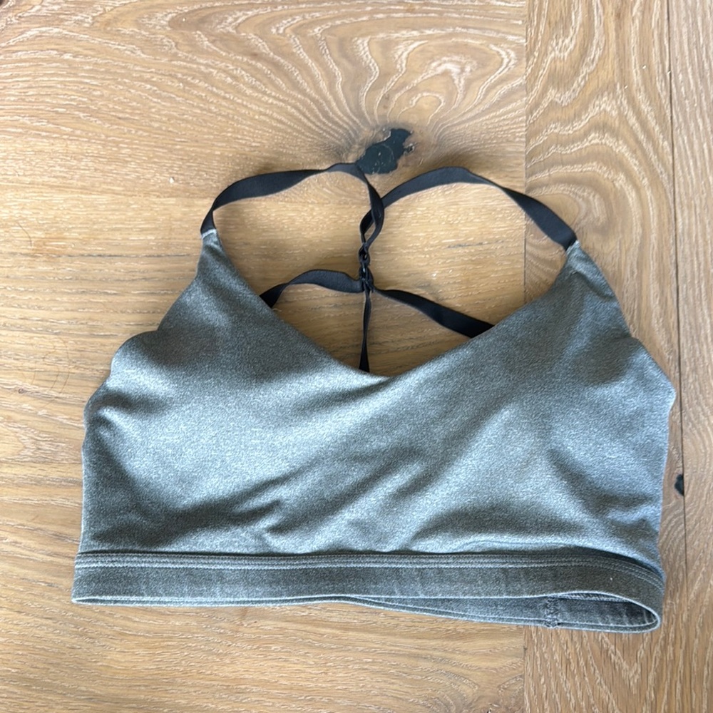 Grey Seamless Sports Bra with Racerback Design